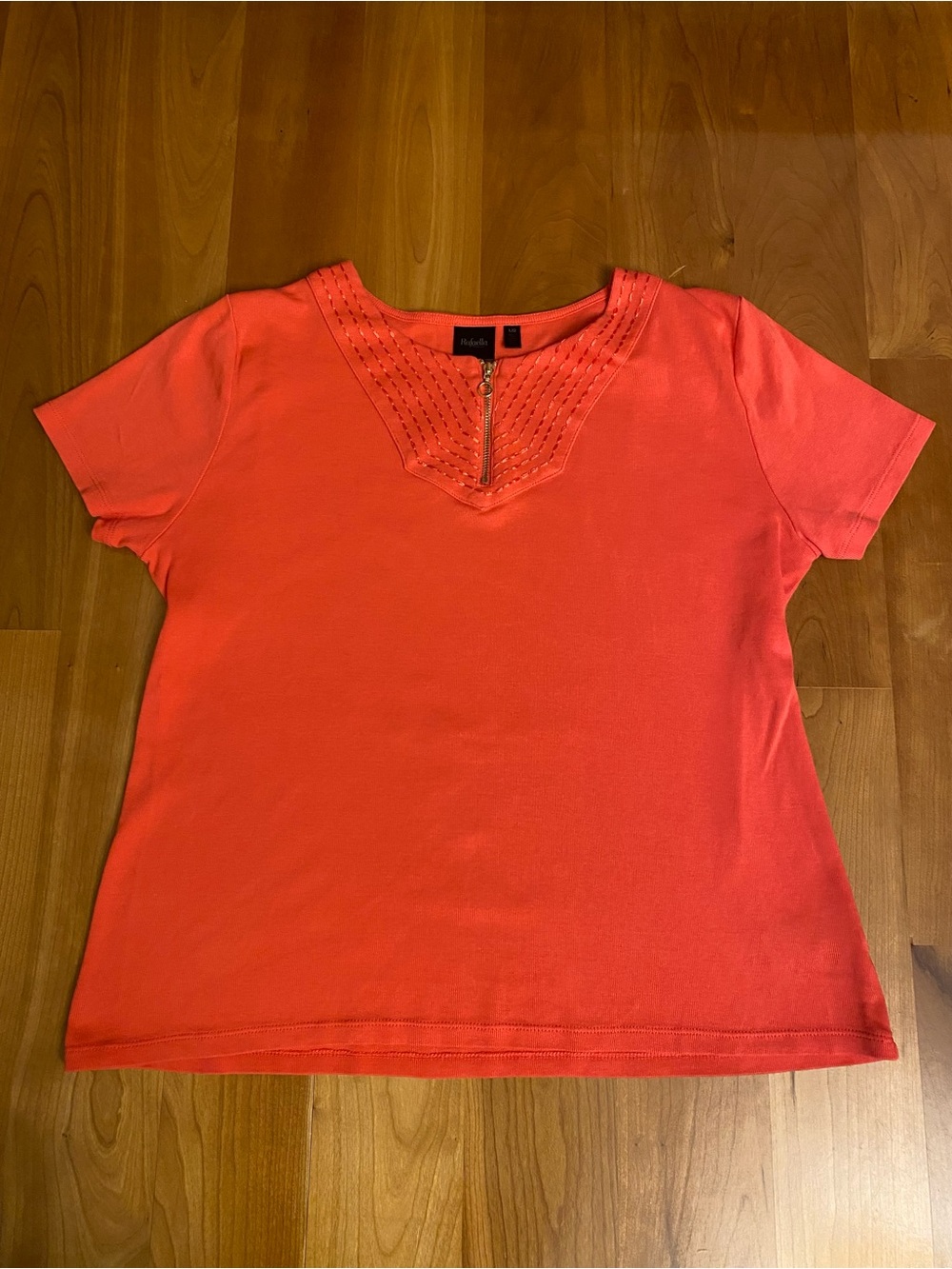 Rafaella Coral Top with Gold Zip Accent